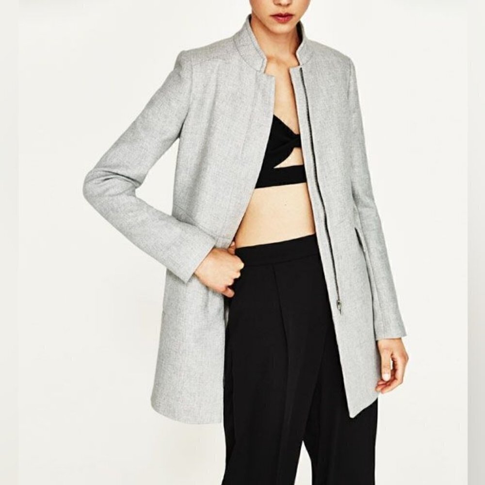 Zara grey zippered fall jacket xs